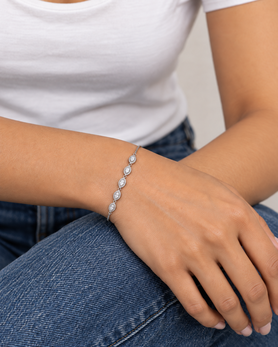 Marquise Trail Bracelet — worn close view