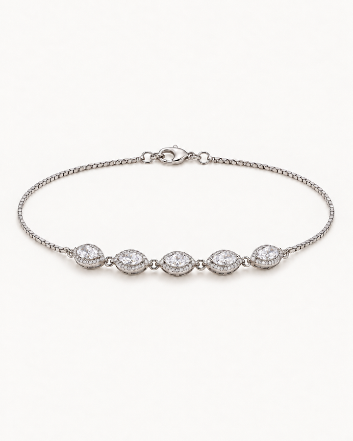 Marquise Trail Bracelet — low-angle view with lobster clasp