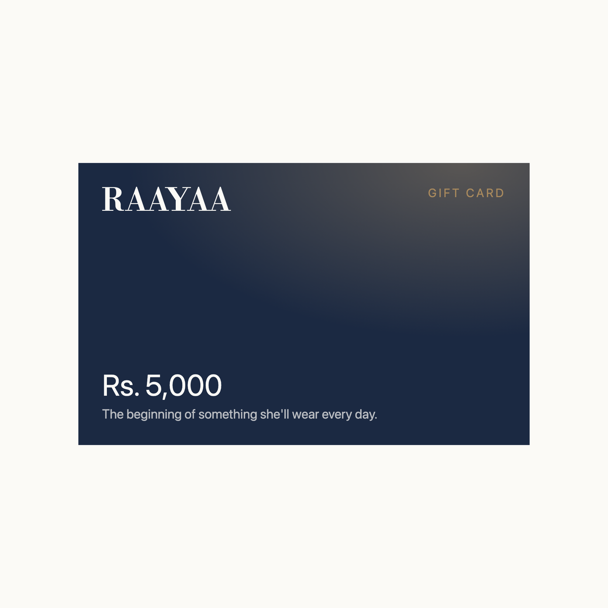 Raayaa gift card, Rs. 5,000