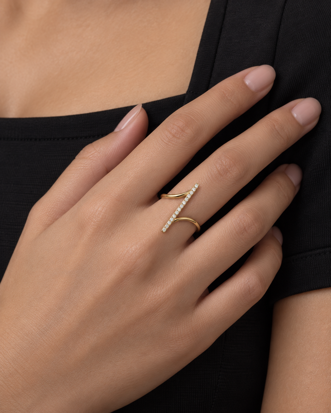 Vertical Bar Ring - Farther worn