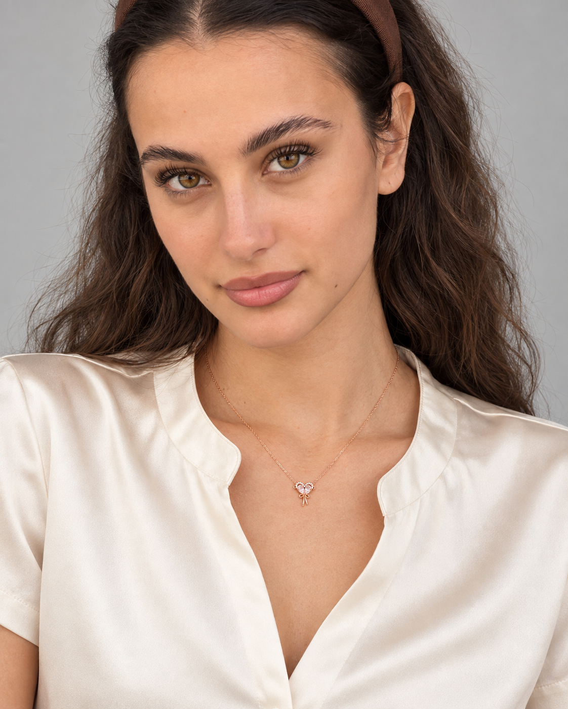 Ribbon Heart Necklace - Close worn