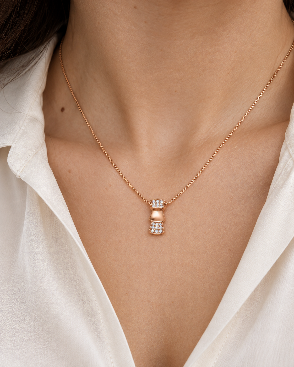 Bow Tie Necklace - Close worn