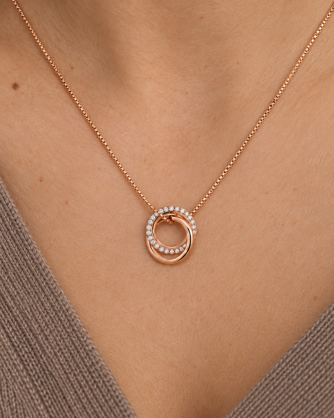 Twin Loop Necklace - Close worn