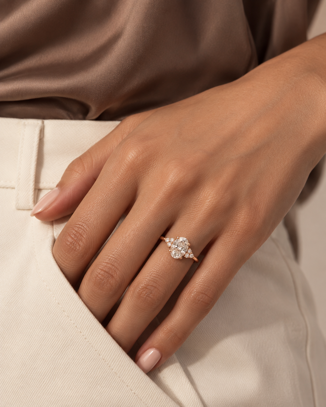 Round Solitaire Ring - Farther worn