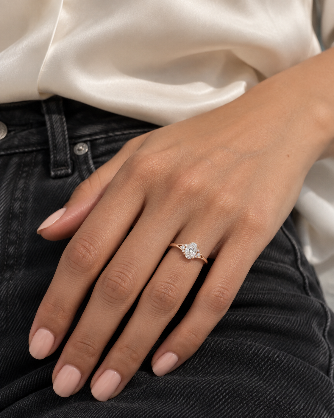 Split Solitaire Ring - Close hand