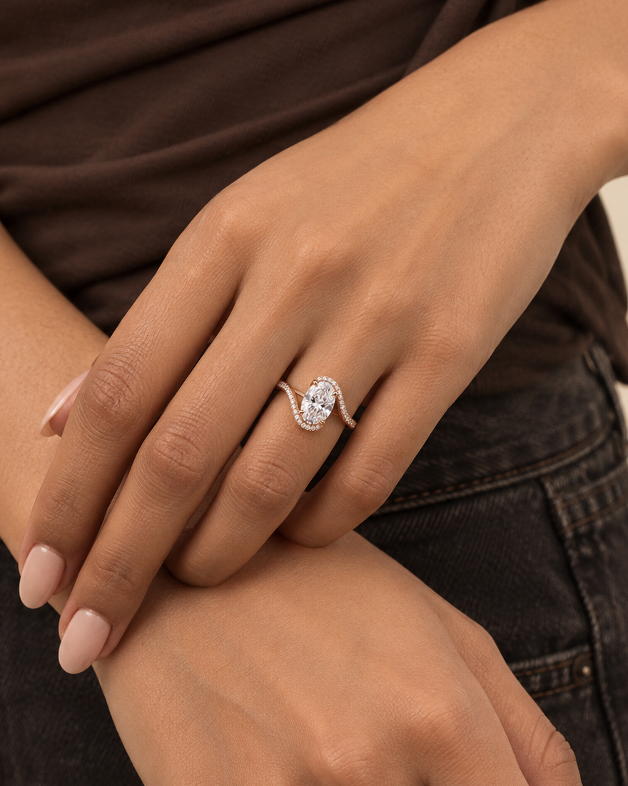 Swept Oval Ring - Farther worn