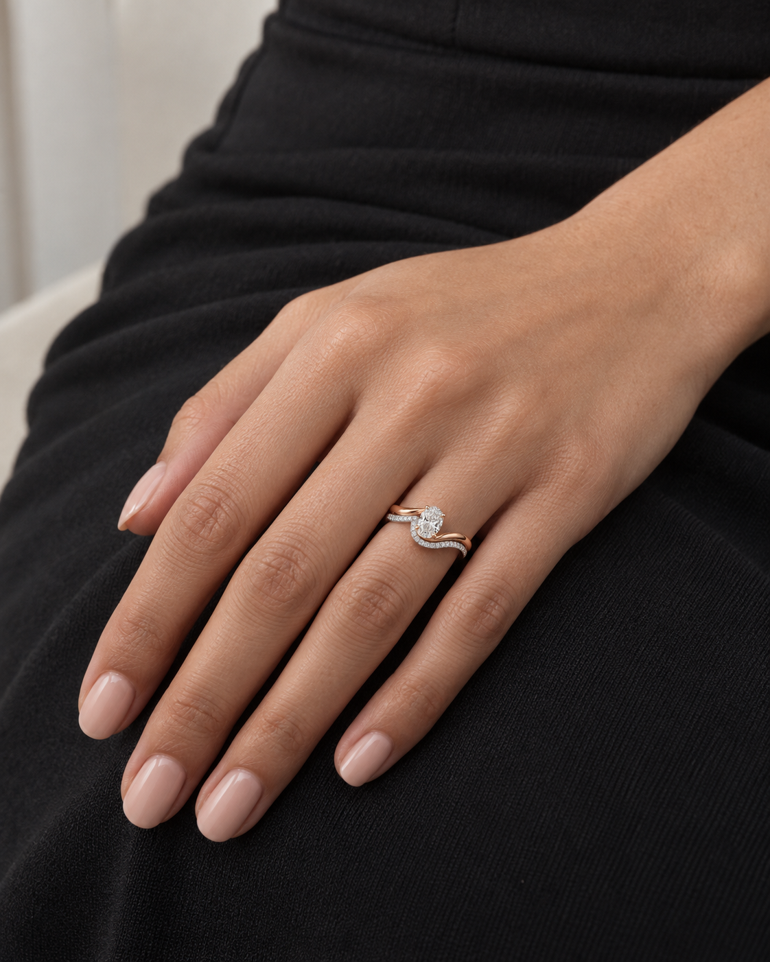 Two-Tone Swirl Ring - Close hand
