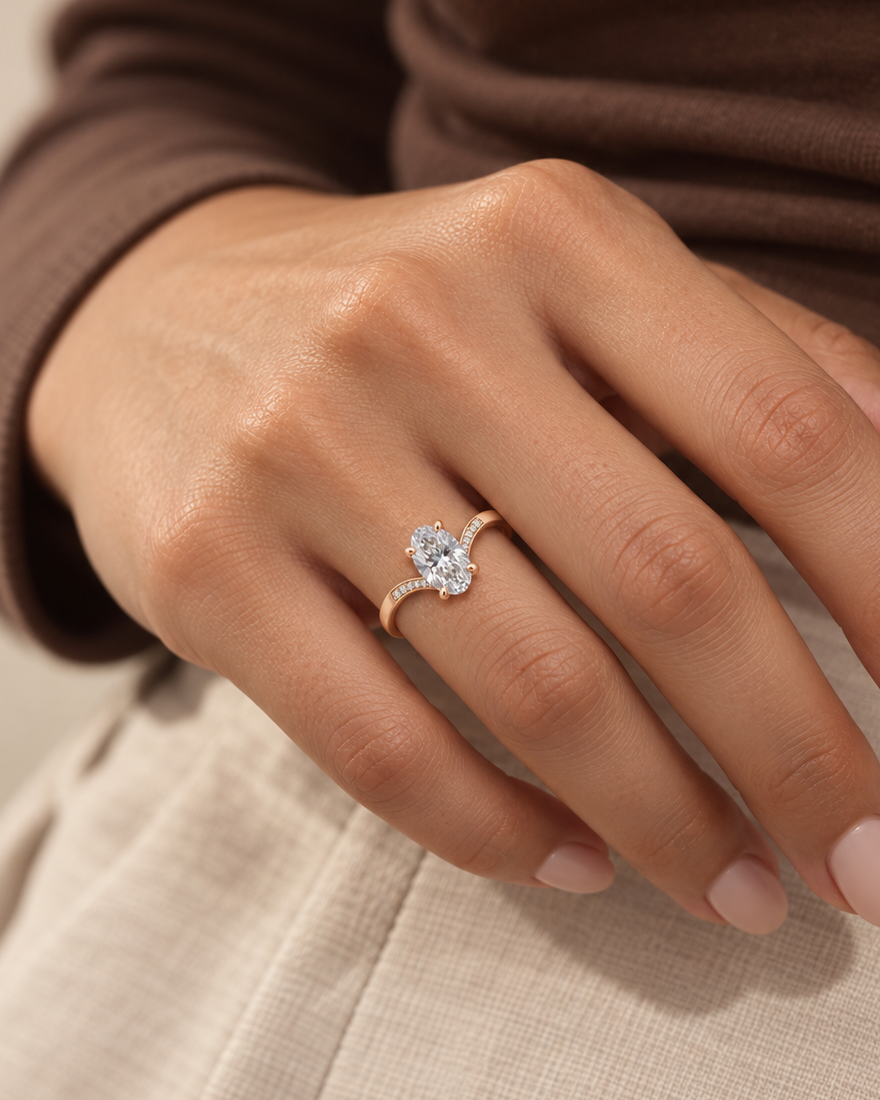 Angled Oval Ring - Farther worn