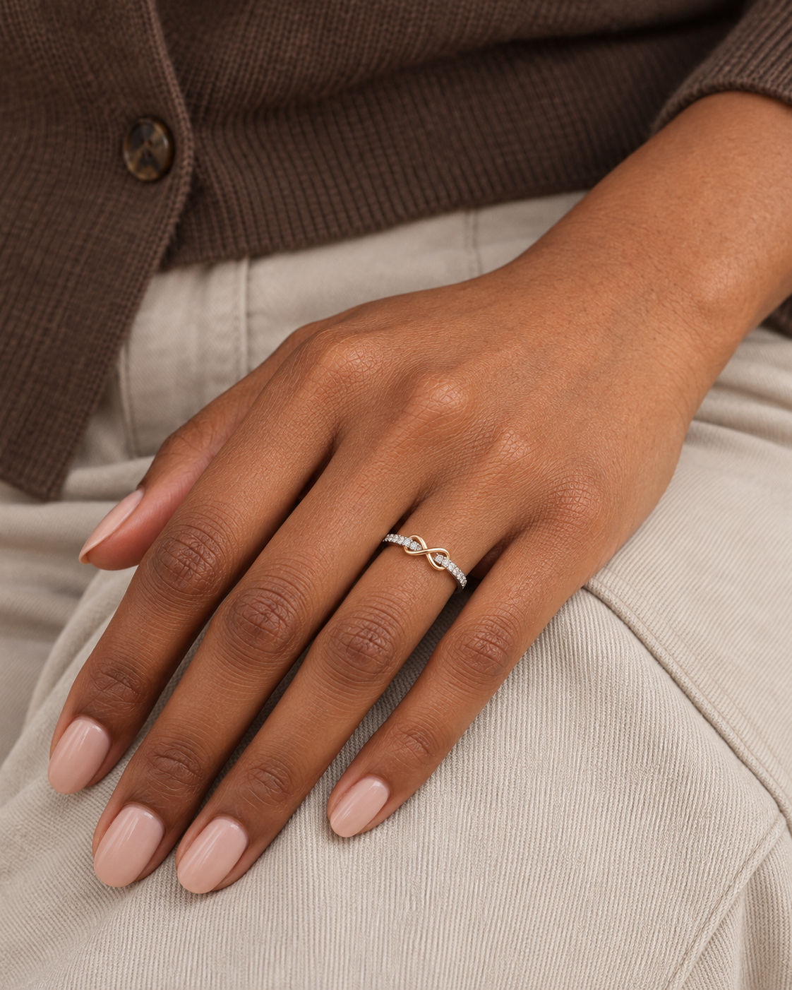 Infinity Accent Ring - Close hand