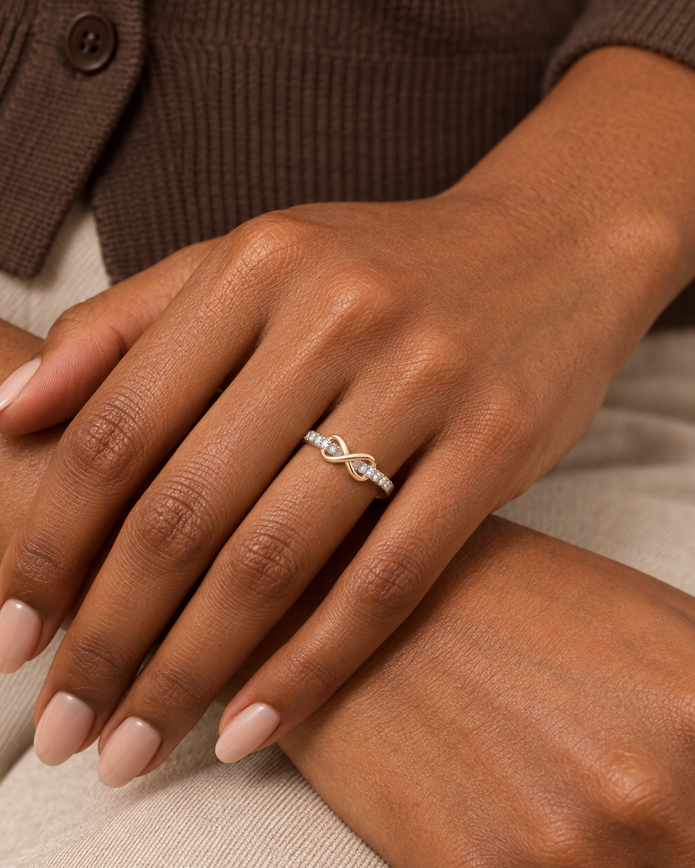 Infinity Accent Ring - Farther worn