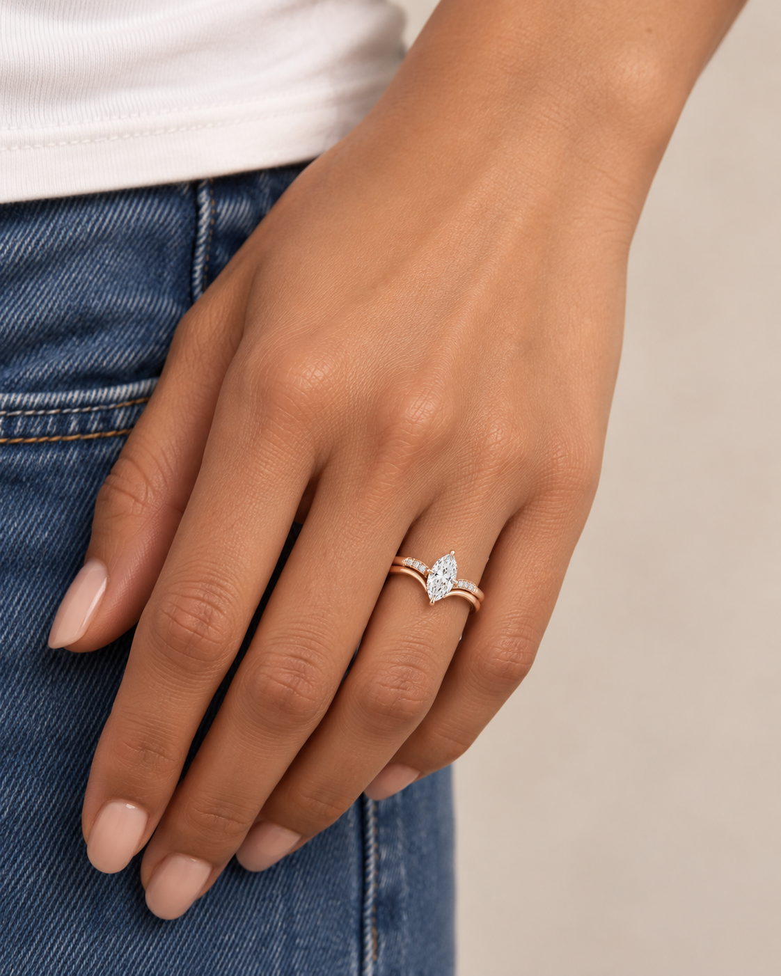 Split Marquise Ring - Farther worn