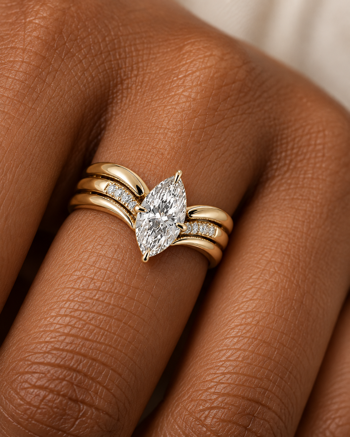 Triple Marquise Ring - Close hand