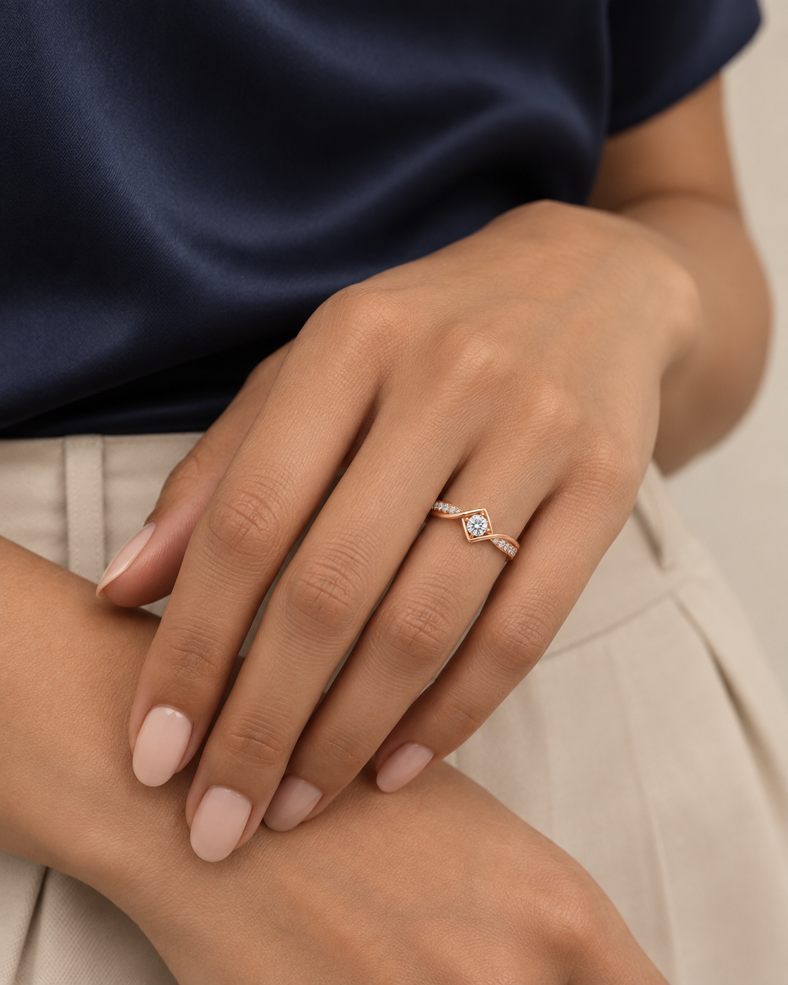 Curved Accent Ring — Farther worn