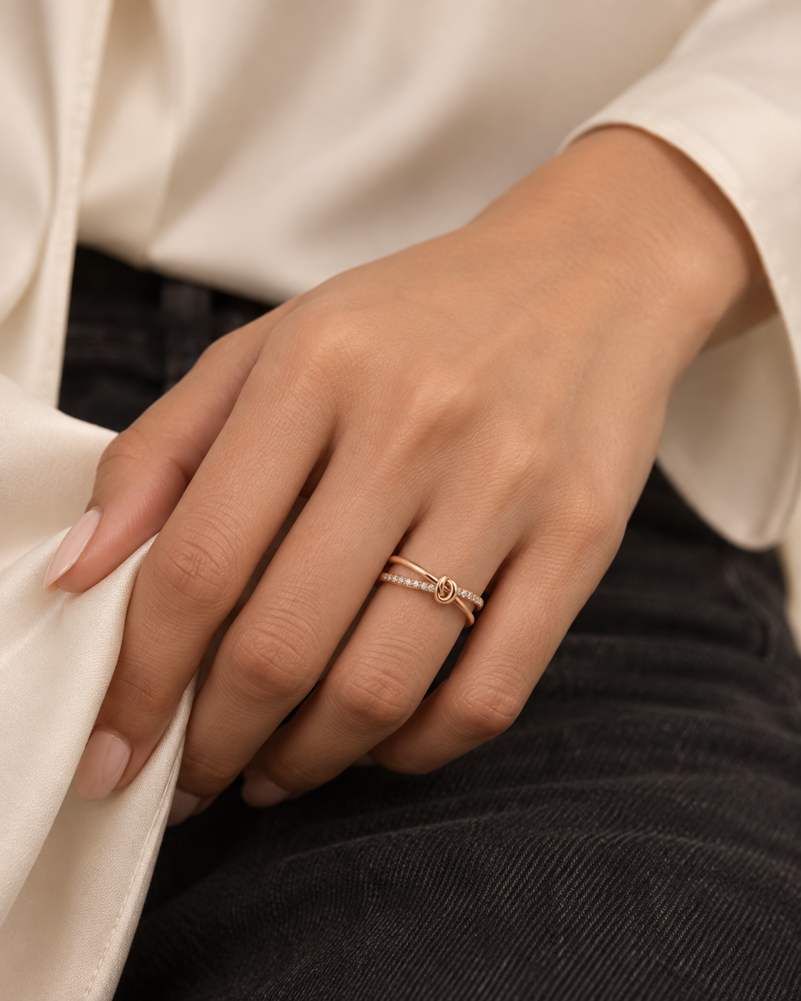 Fine Knot Ring — Farther worn