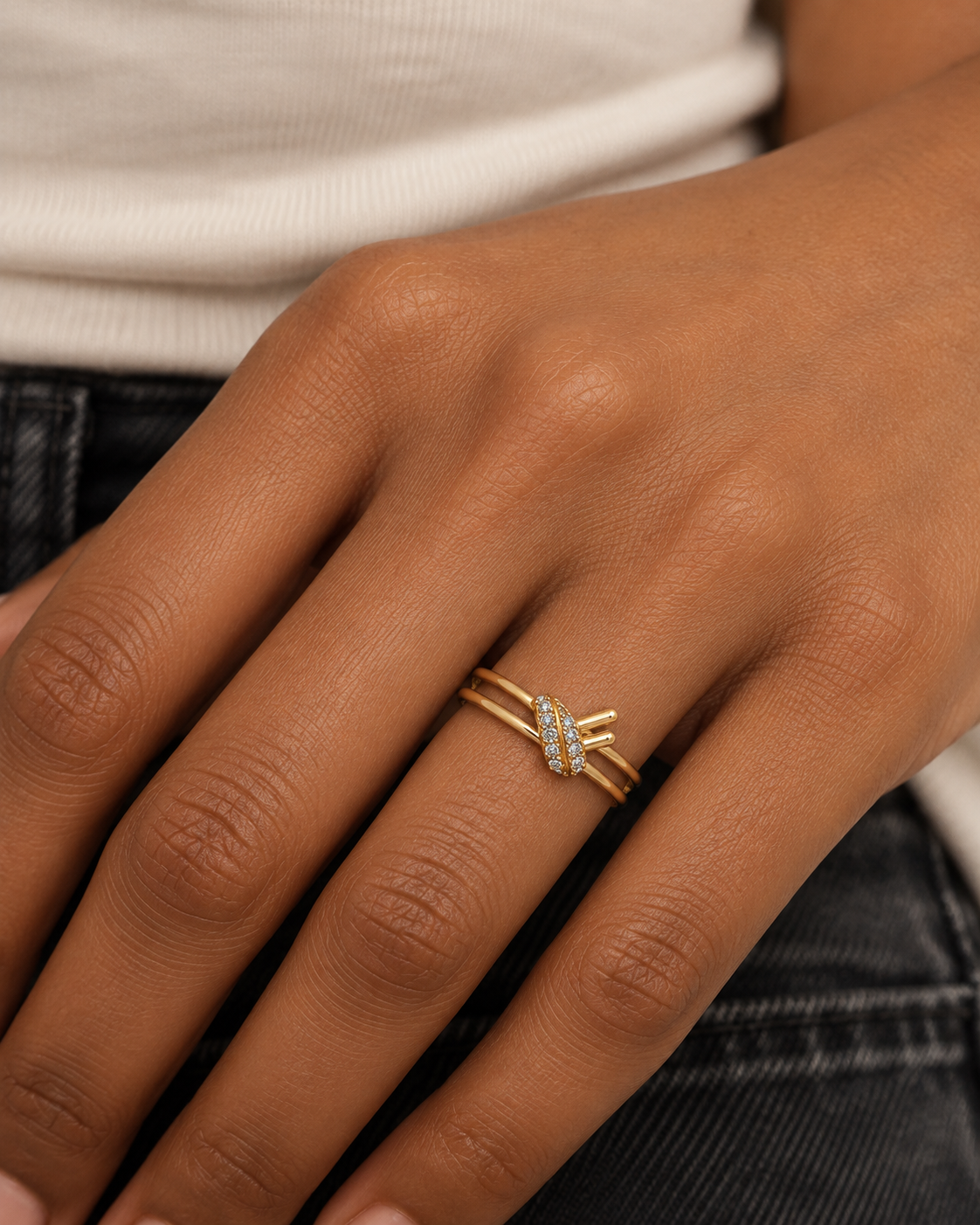 Crossed Cluster Ring - Farther worn