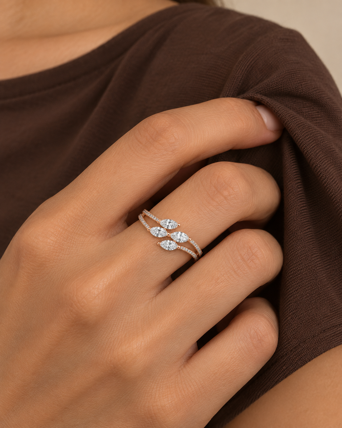 Leaf Twist Ring - Farther worn