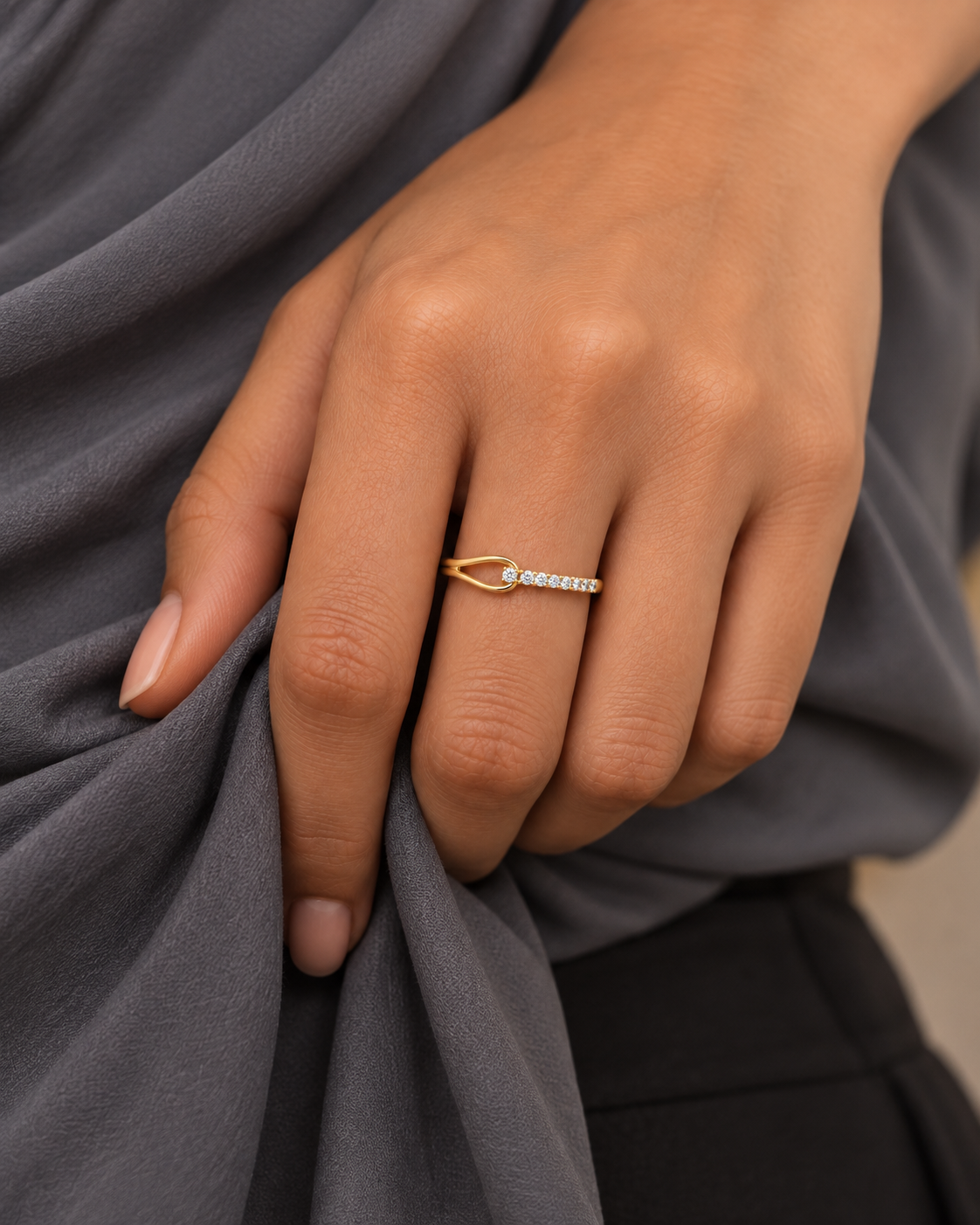 Open Pear Ring - Close hand