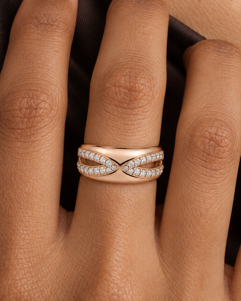 Braided Crossover Ring — Close hand