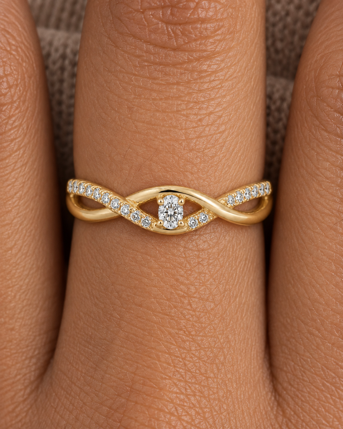 Infinity Marquise Ring — Close hand