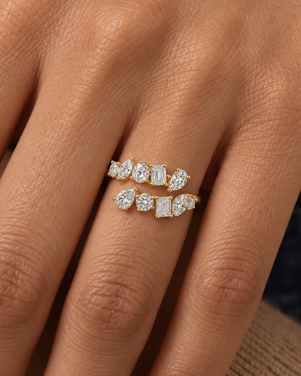 Mixed-Cut Bypass Ring — Close hand