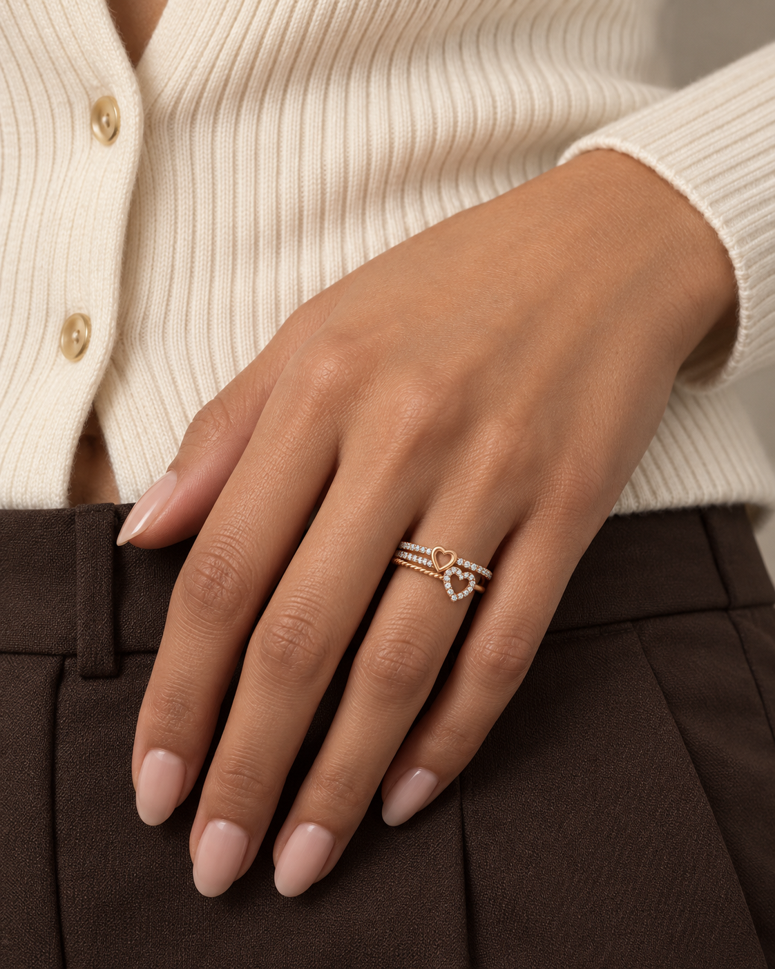Triple Heart Ring — Farther worn