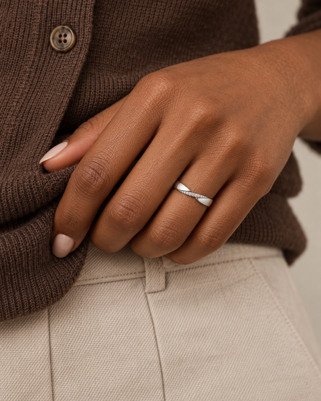 White Bow Ring — Farther worn