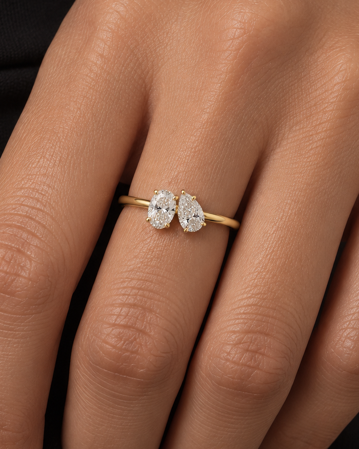 Oval Pear Ring — Close hand