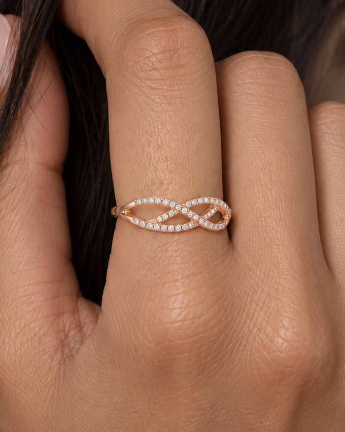 Rose Infinity Ring — Close hand