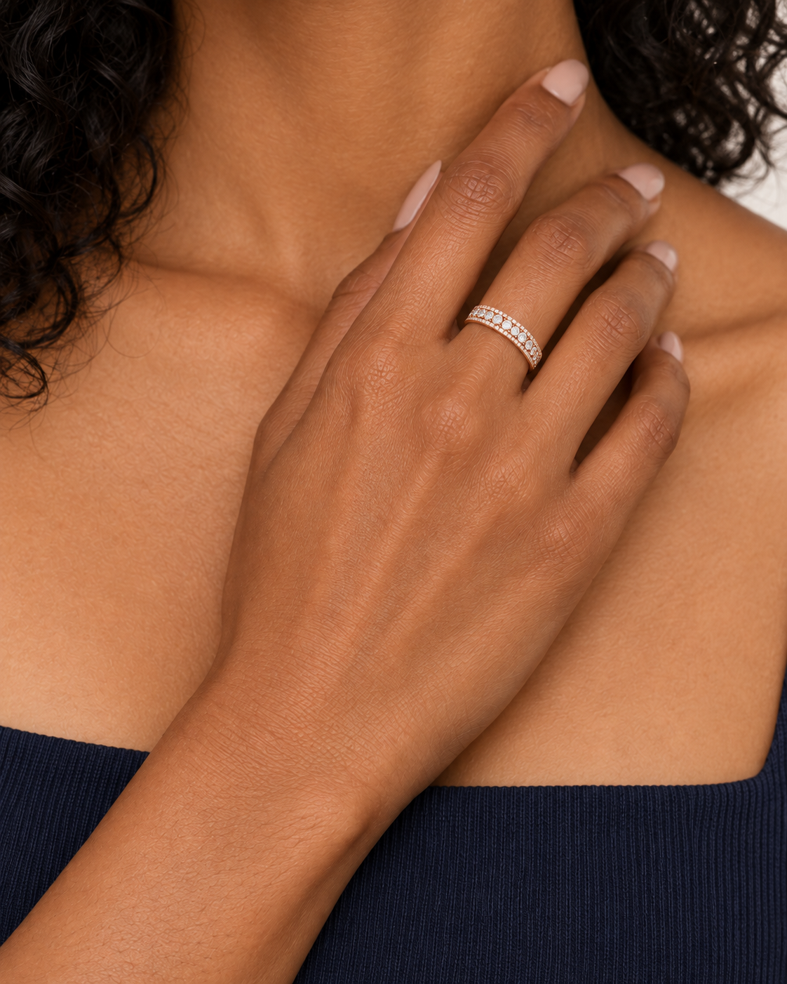 Rose Row Ring — Close hand