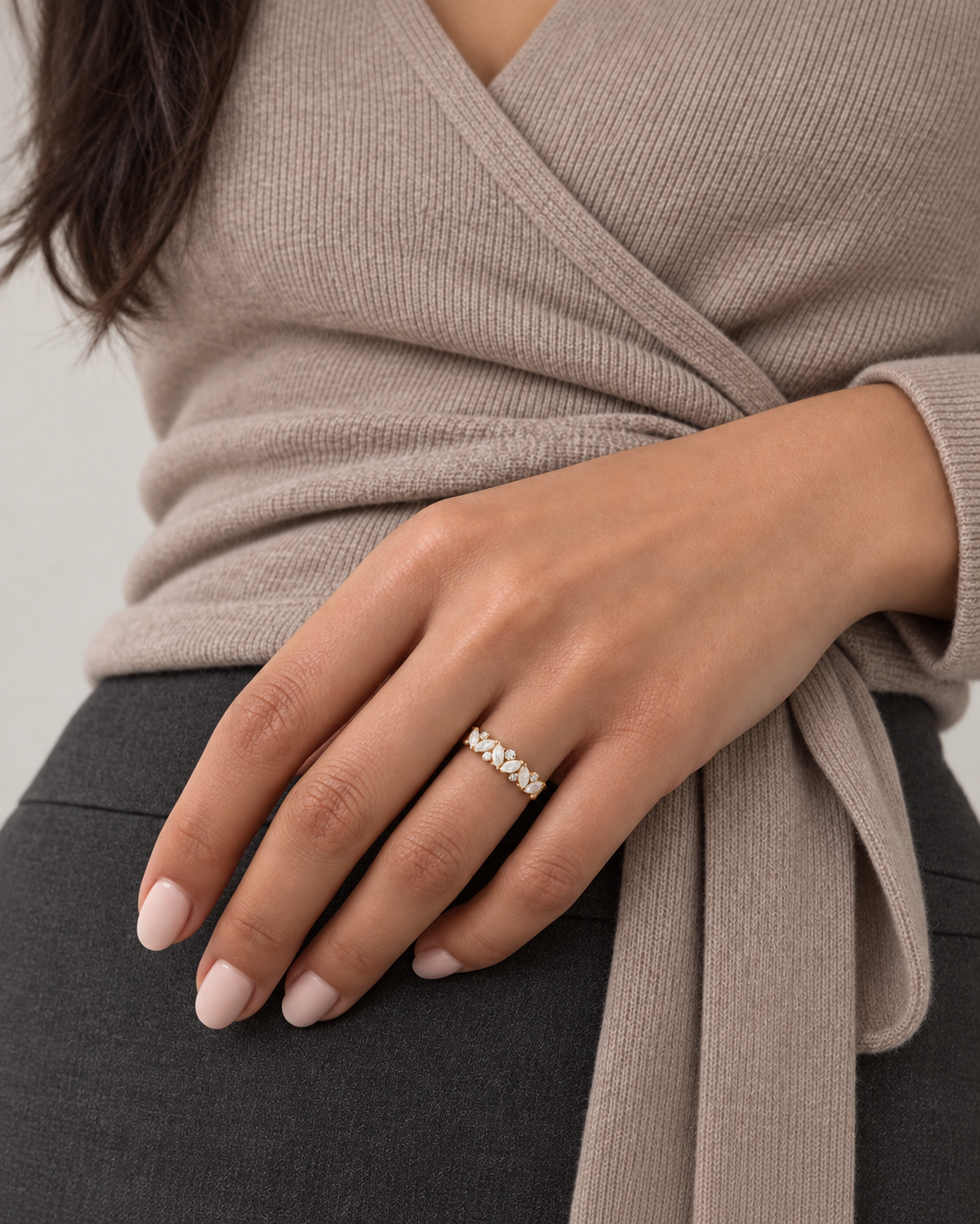 Linked Marquise Ring — Farther worn