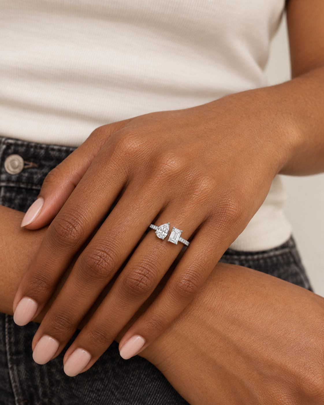 Marquise Emerald-Cut Ring — Farther worn