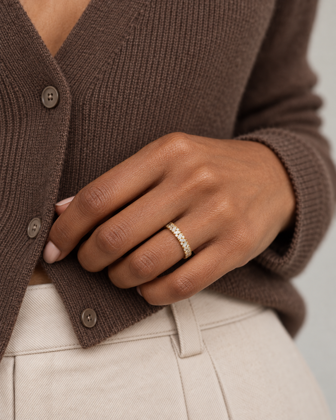 Mixed-Cut Band Ring — Farther worn