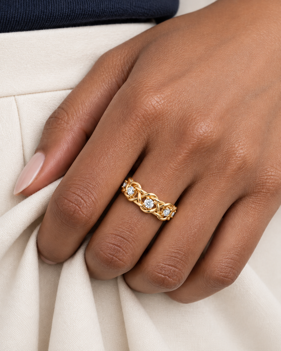 Openwork Knot Ring — Close hand