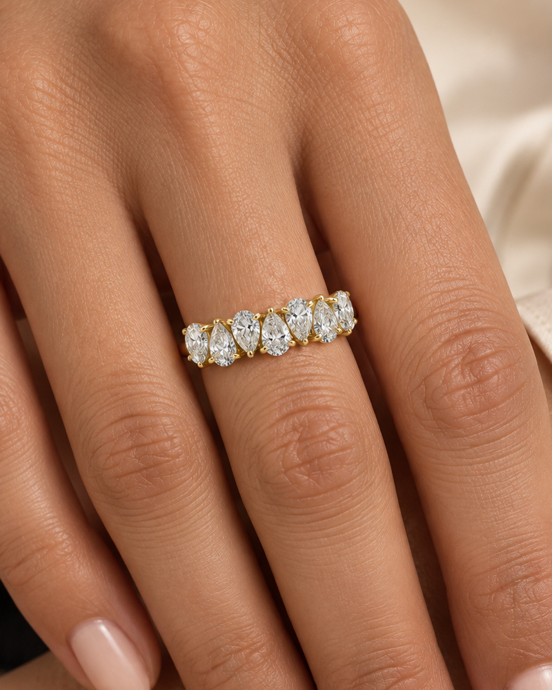 Oval Pavé Ring — Close hand
