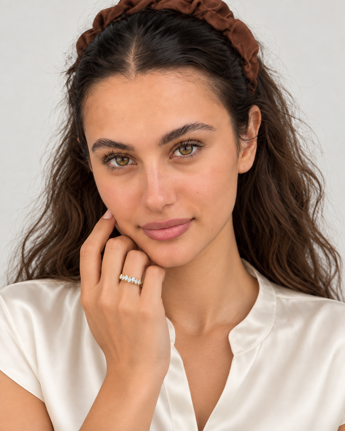 Oval Pavé Ring — Farther worn