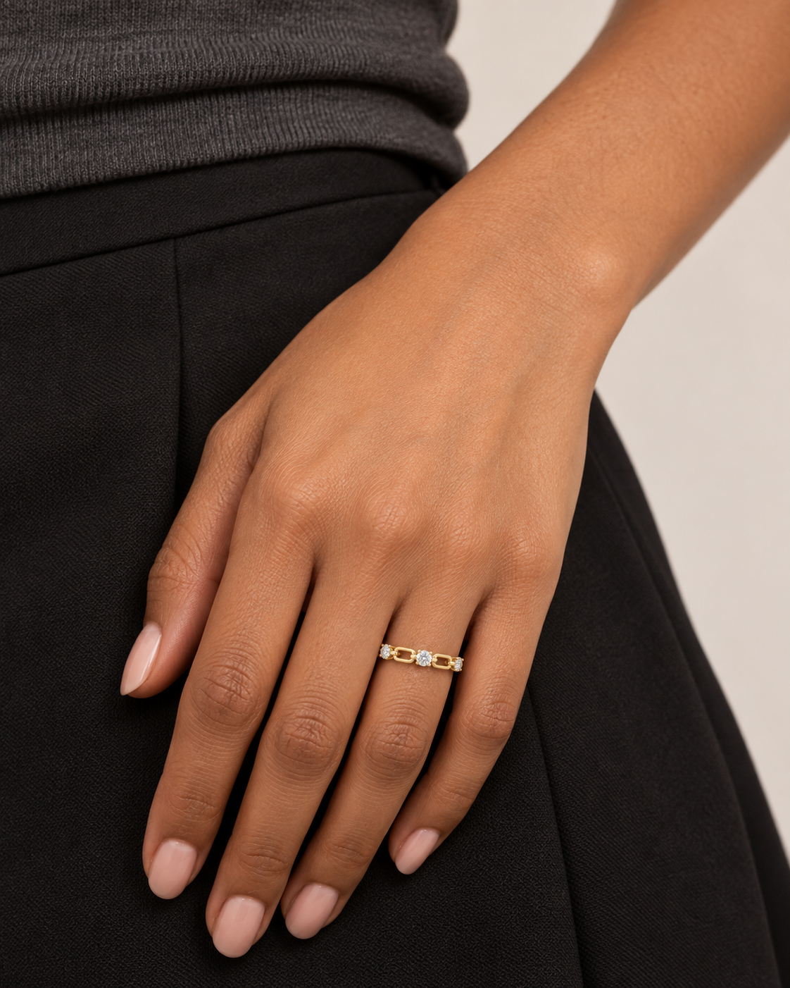 Round Link Ring — Farther worn