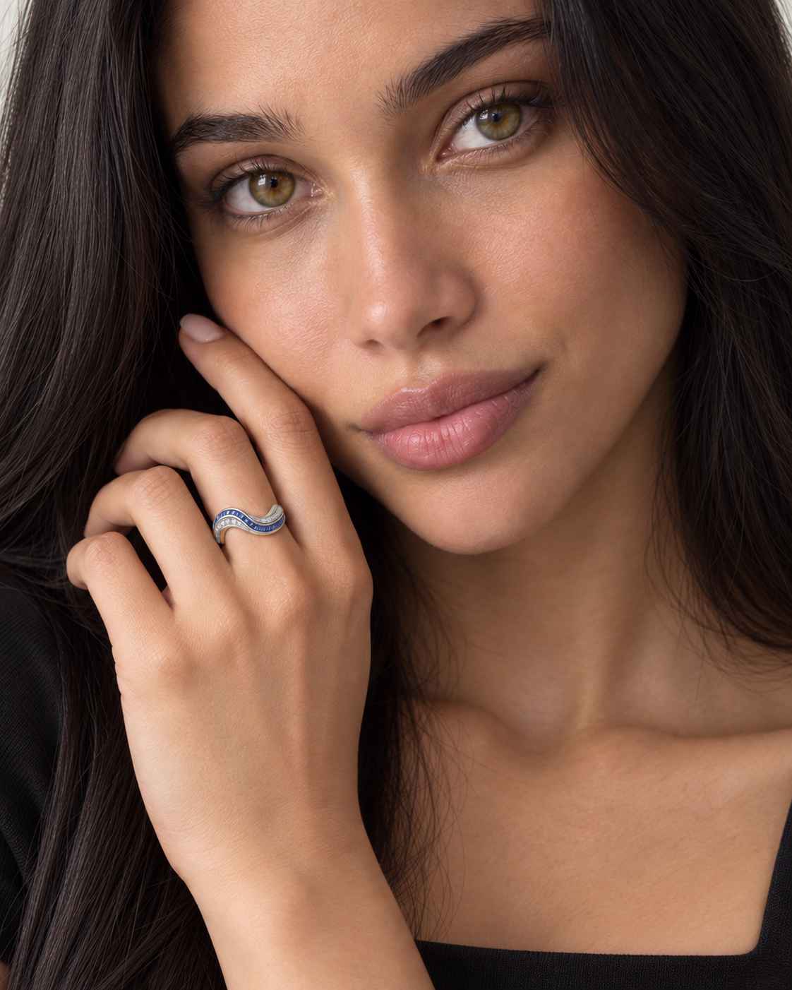 Blue Wave Ring — Farther worn