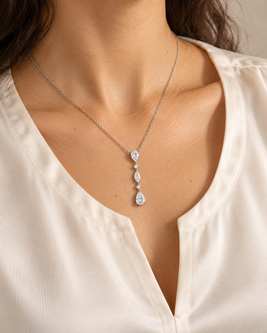 Graduated Pear Necklace — Second worn
