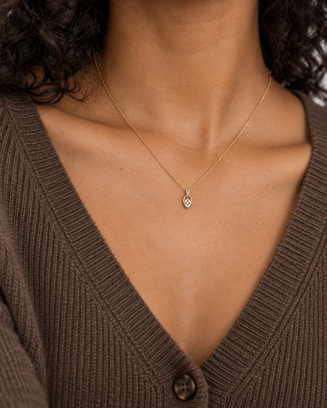 Framed Leaf Necklace — Second worn
