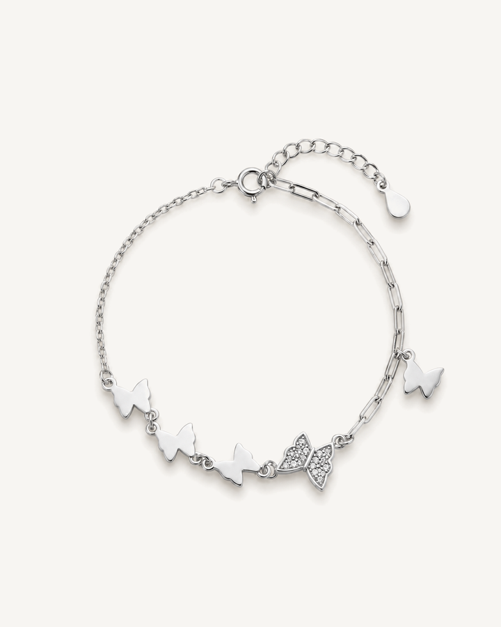 Butterfly Link Bracelet product image on Oyster Silk background