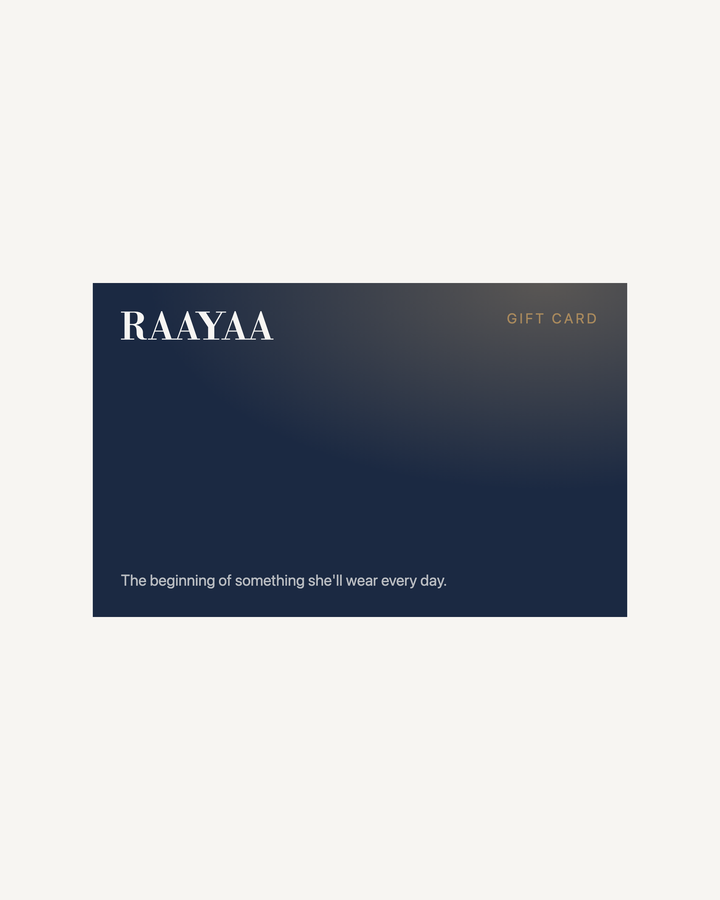 Raayaa Gift Card product image on Oyster Silk background
