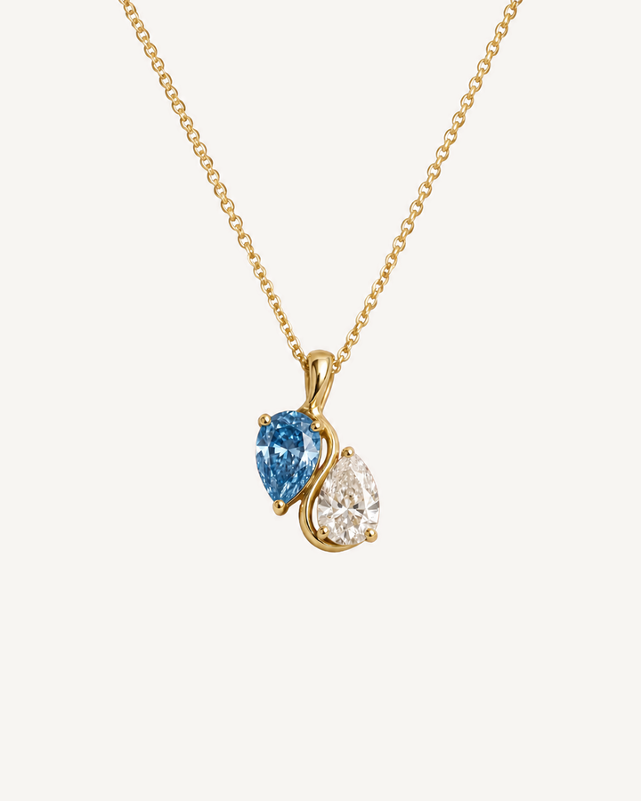 Blue Pear Necklace product image on Oyster Silk background