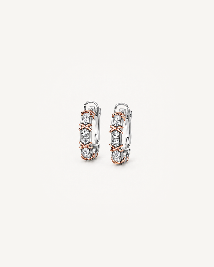 Wrapped Baguette Hoops in Rose Gold