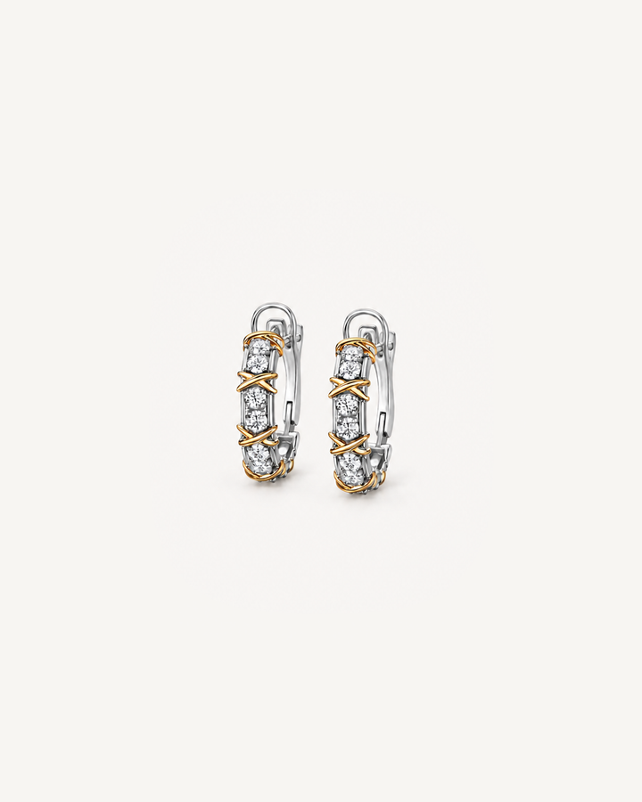 Wrapped Baguette Hoops in Yellow Gold