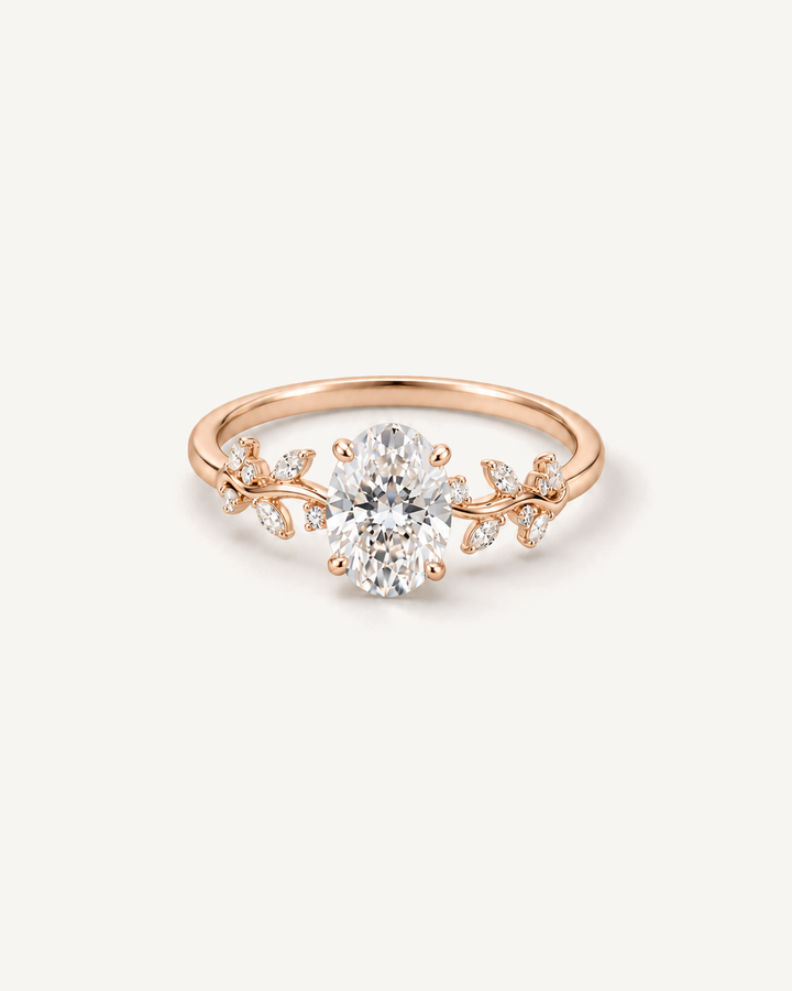 Leaf Oval Ring in Rose Gold