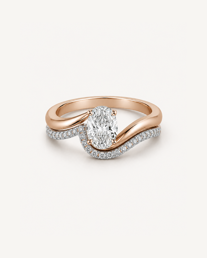 Two-Tone Swirl Ring in Rose Gold