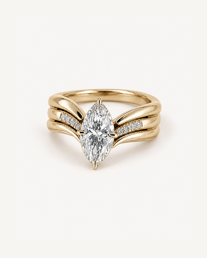 Triple Marquise Ring in Yellow Gold