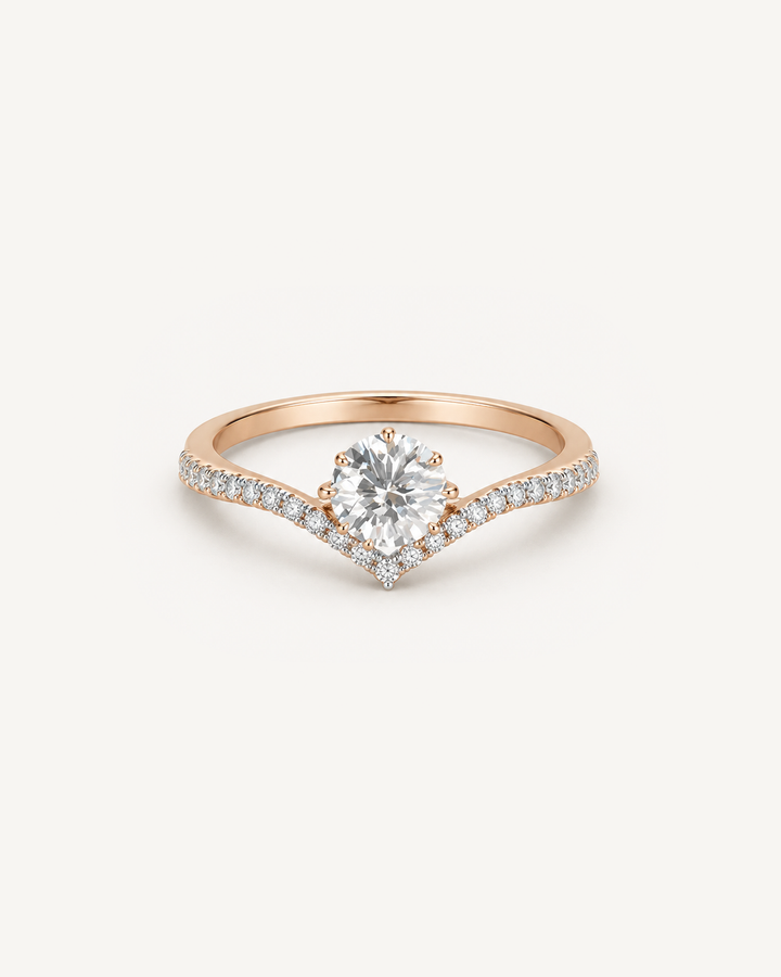 Scalloped Solitaire Ring in Rose Gold
