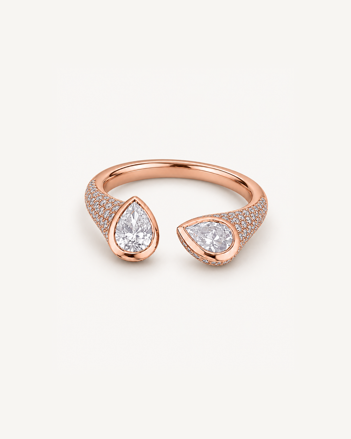 Twin Pear Ring in Rose Gold