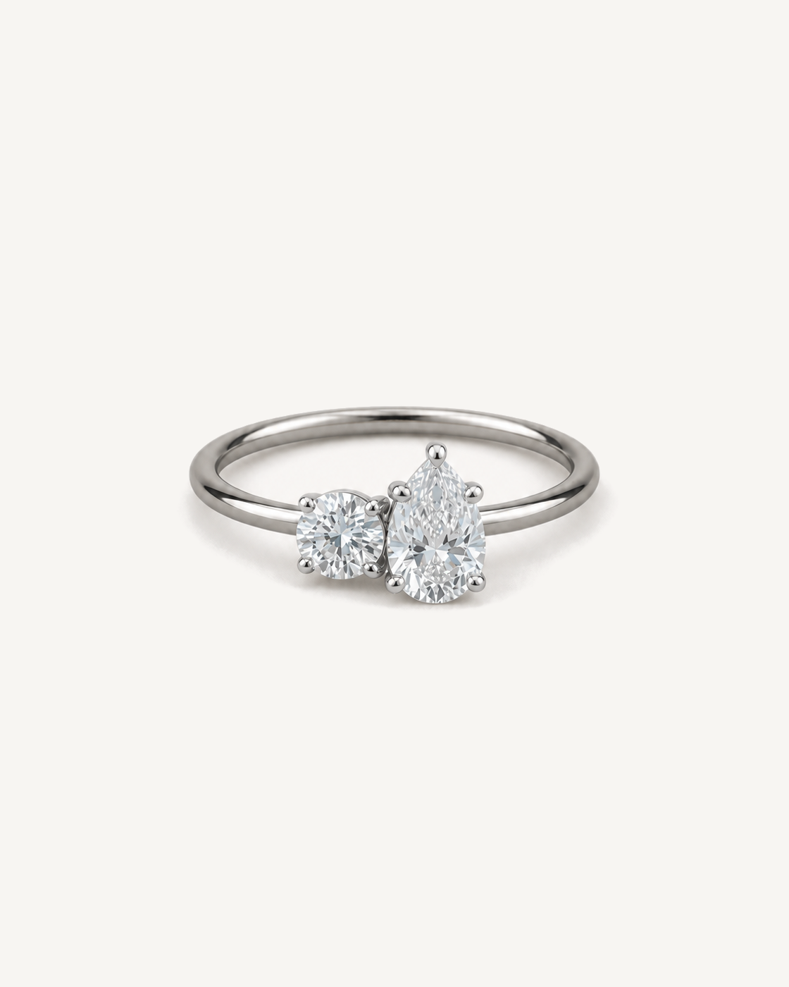 Pear Cluster Ring in silver with matching silver prongs